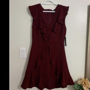 NWT Lulus maroon ruffle dress